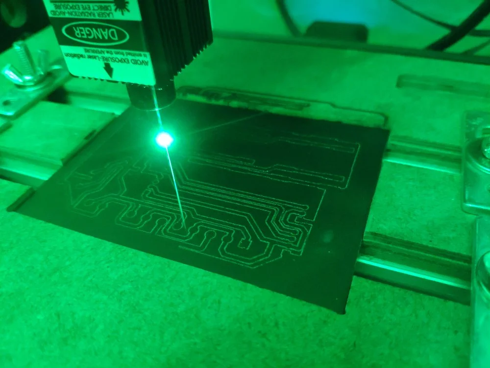 image of Making homemade PCB using laser method on black paint mask